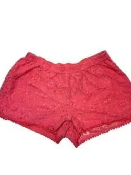 Pants - Eyelet Lace-Like Overlay Coral Short's Size Medium Juniors